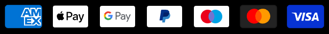 American Express, Apple Pay, Google Pay, PayPal, Maestro, Mastercard, Visa